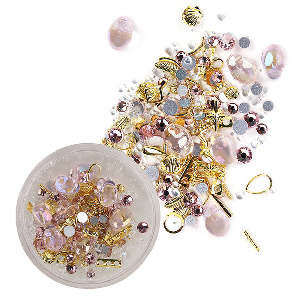 Mixed 3D Rhinestones Crystal Gems Jewelry Gold Sequin Nail Art Decorations 2569