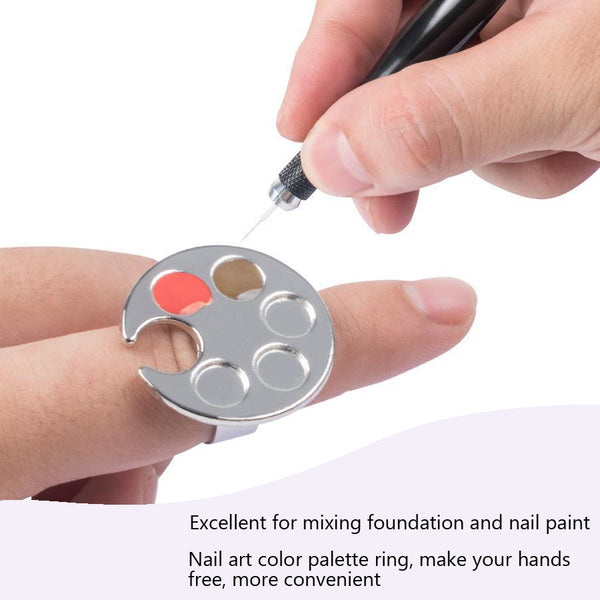 Mini Nail Art Metal Finger Ring Palette Dish Painting Tool 0293