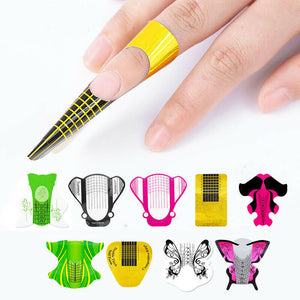 100pcs Nail Art French Form Acrylic UV Gel Tips Extension Builder Guide Stencil Nails Sticker 0116 - Artlalic Nail Art Manicure Makeup Beauty Fashion