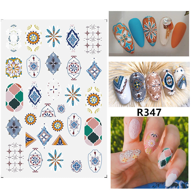 1 Sheet Nail Stickers Morocco Retro Pattern Decals Golden Manicures Nail Art Transfer Slider Decoration - Artlalic Nail Art Manicure Makeup Beauty Fashion