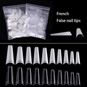 500pcs False Nail Art Tips French Natural Transparent Coffin False Nails Tips Acrylic Nail Polish - Artlalic Nail Art Manicure Makeup Beauty Fashion