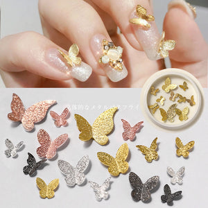 1 Box Nail Art 3D Metal Butterfly Mixed Size Matte Metallic Rose Gold Charms Nail Jewelry DIY Manicure Decoration - Artlalic Nail Art Manicure Makeup Beauty Fashion