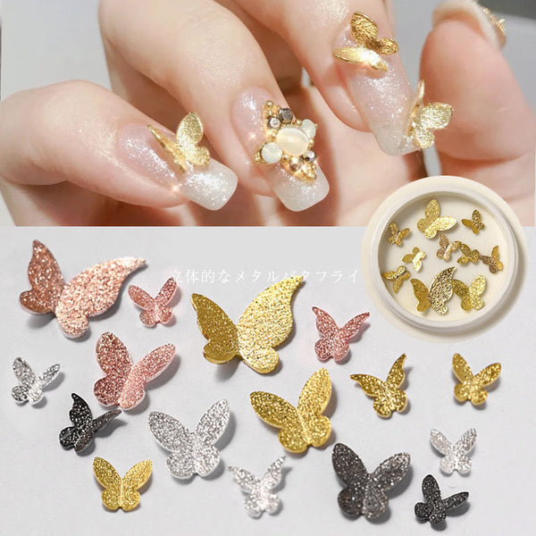 1 Box Nail Art 3D Metal Butterfly Mixed Size Matte Metallic Rose Gold Charms Nail Jewelry DIY Manicure Decoration - Artlalic Nail Art Manicure Makeup Beauty Fashion
