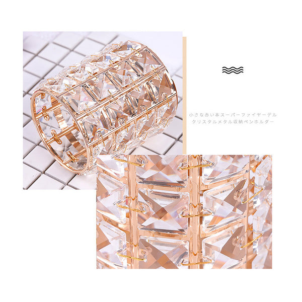 1 Pc Crystal Nail Art Brushes Pen Holder Japanese Style Glass Container Metal Luxury Rose Gold Beauty Tools Storage - Artlalic Nail Art Manicure Makeup Beauty Fashion