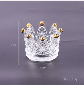 Embossed Glass Crown Crystal Nail Brush Display Stand Pen Holder 0830