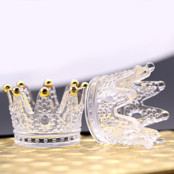 Embossed Glass Crown Crystal Nail Brush Display Stand Pen Holder 0830