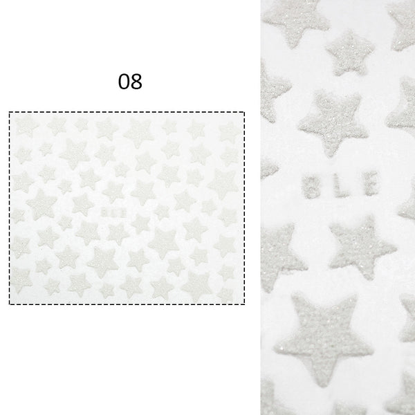 Nail Art Sticker Glitter 3D Star Transfer Adhesive Decals Shimmer Shine Effect 2090