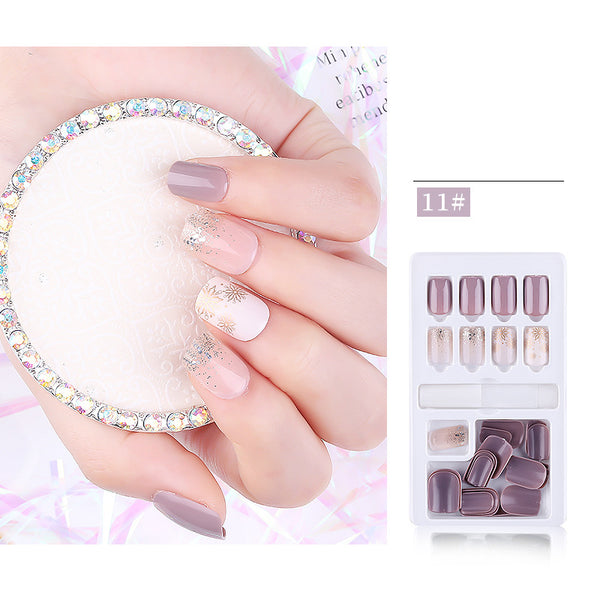 24Pcs Full Cover False Nail Tips Glitter Decoration Press On Nails PP30
