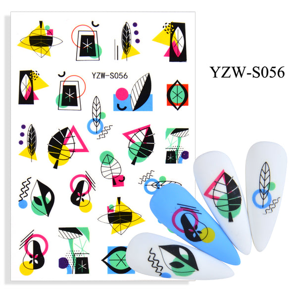 Nail Art Stickers Decals Abstract Face Flowers Leaf Fruit Spring Decoration 4777