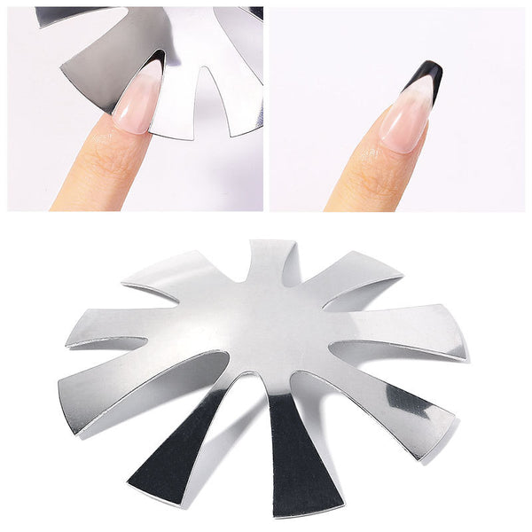 9 Sizes French Tips Template Smile Cut V Line Tips Stencil 1636