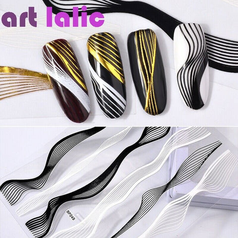 2 Sheets 3D Solid Metal Design Nail Art Stickers for Manicure Bronzing Decals 0887 - Artlalic Nail Art Manicure Makeup Beauty Fashion