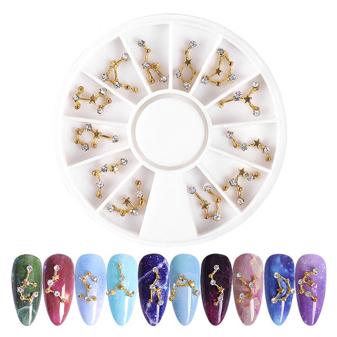 12 Constellations Alloy Zircon Wheel 3D Crystal Rhinestones Nails Art Decoration 2235 - Artlalic Nail Art Manicure Makeup Beauty Fashion