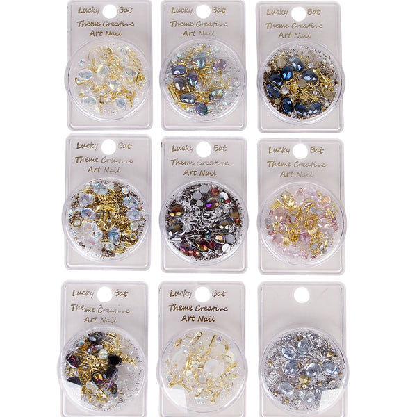 1 Box Mixed 3D Rhinestones Crystal Gems Jewelry Gold Sequin Nail Art Decorations 2288 - Artlalic Nail Art Manicure Makeup Beauty Fashion