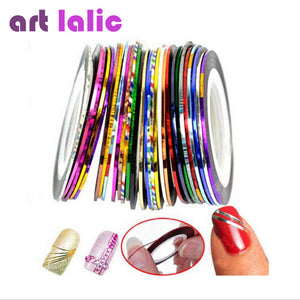 30Pcs Mixed Colors Rolls Striping Tape Line DIY Nail Art Tips Decoration Sticker 1636 - Artlalic Nail Art Manicure Makeup Beauty Fashion