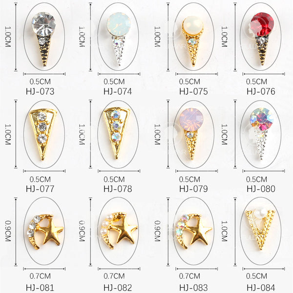 5Pcs Nail Art Jewelry Decor 3D Charm AB Diamond Ruby Gold Rhinestone Crystal Tip 2349 - Artlalic Nail Art Manicure Makeup Beauty Fashion