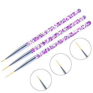 3pcs Nail Art Design DIY Acrylic Drawing Painting Striping UV Gel Pen Brush Set 2156 - Artlalic Nail Art Manicure Makeup Beauty Fashion