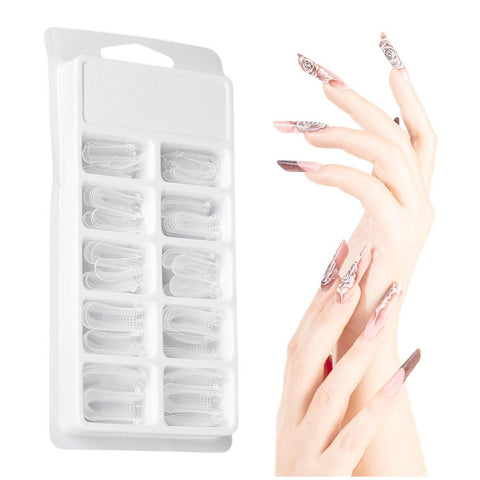 100 Pcs Quick Building Mold Tips Nail Dual Forms Finger Extension Nail Art UV 0777 - Artlalic Nail Art Manicure Makeup Beauty Fashion