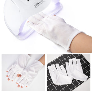 White Nail Art UV Gel Protection Gloves Polish Tips Anti-Ultraviolet Open-Toed L 0821 - Artlalic Nail Art Manicure Makeup Beauty Fashion