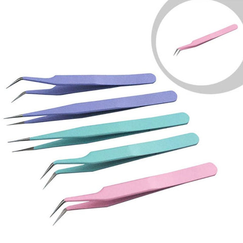 Nail Art Tweezers Stainless Steel Straight Curved Candy Color Nail Tools 0844 - Artlalic Nail Art Manicure Makeup Beauty Fashion