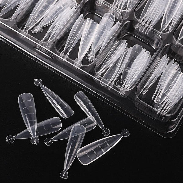 100Pcs Nail Tips Mold Nail Dual Forms Finger Extension Gel Stiletto Shape 0289