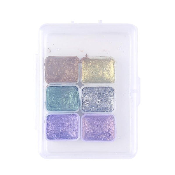 6 Colors Metallic Solid Pearl Watercolor Paint Chrome Pigment Set 0087