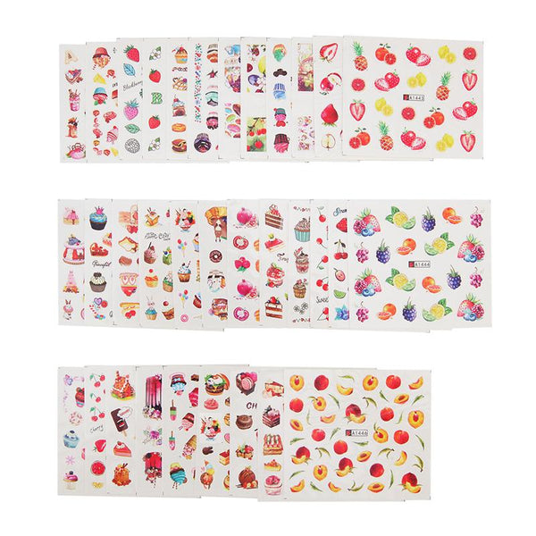 36Pcs Nail Art Stickers Dessert Fruit Water Decals Transfer Decals for DIY Nail Decor