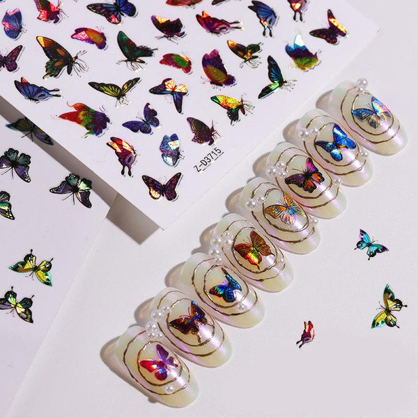 Nail Art Sticker Laser 3D Butterfly Stickers Japanese Style 1985