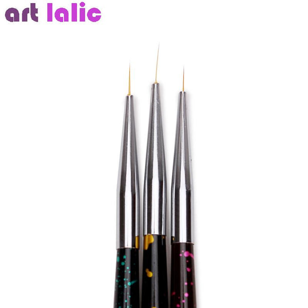 3Pcs Nail Art Brushes Pens French Stripes Lines Flower Drawing 0417