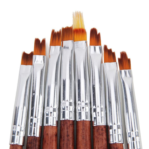 8pcs Different Shapes Acrylic UV Gel French Nail Art Brushes Set 0478