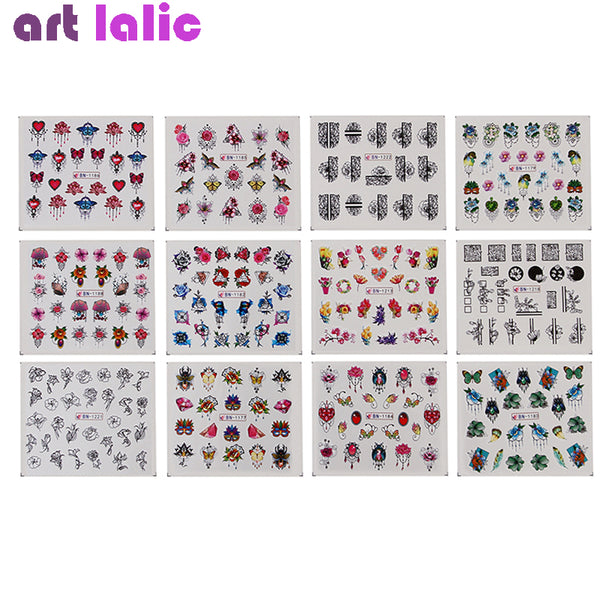24pcs Baroque Nail Art Water Transfer Sticker Lace Necklace Pattern Decals 1816
