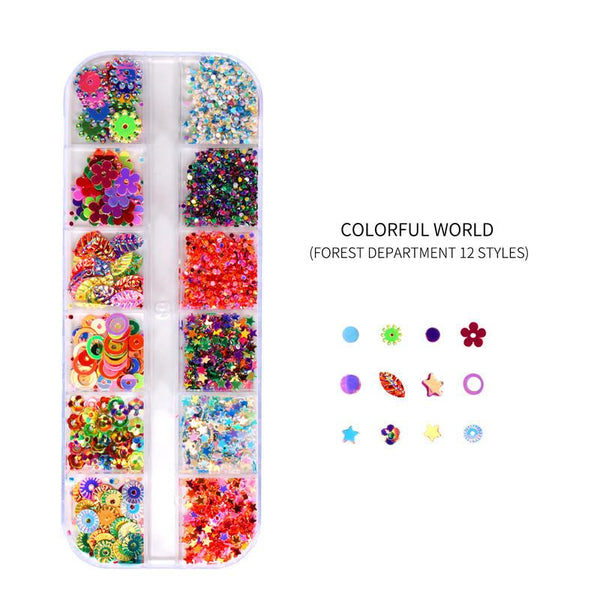 8Pcs Nail Art Set 3D Mixed Rhinestones Sequins Caviar Beads Dotting Pen Brushes Tweezers Kit 2579