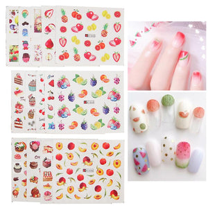 36Pcs Nail Art Stickers Dessert Fruit Water Decals Transfer Decals for DIY Nail Decor