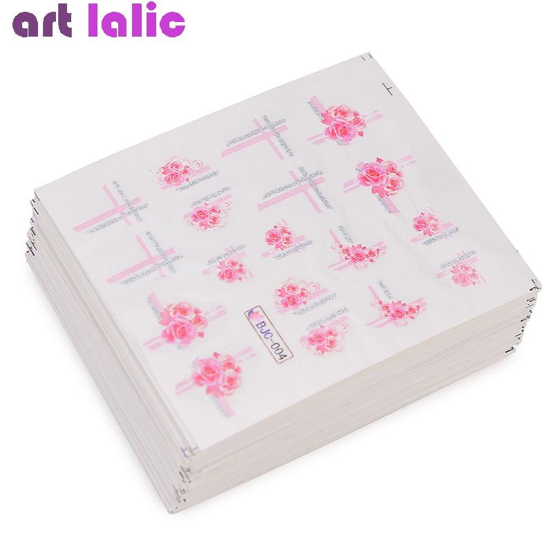 55pcs Water Decal Nail Art Decorations Rose Flowers Transfer Stickers Manicure Supplies 2580