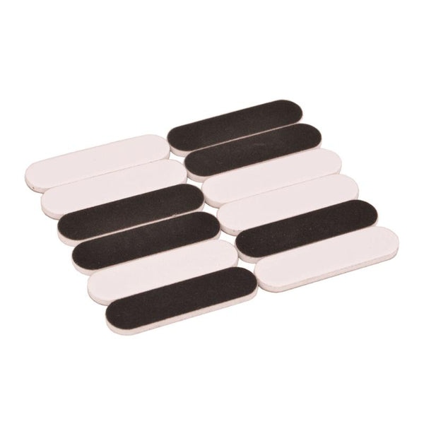 50Pcs Mini Nail Files Black White Double-sided 180/240 Grit Sanding Buffer 0750