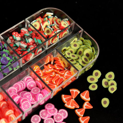 Box of Nail Art 3D Fruit Tiny Slices Polymer Clay 4461