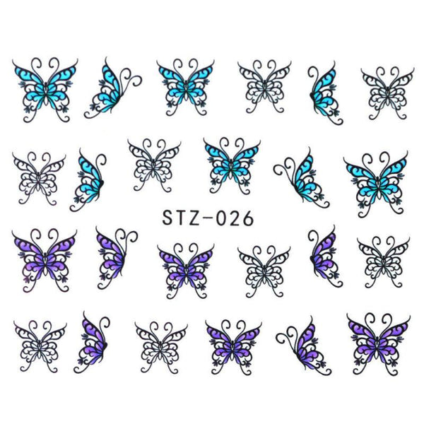 30 Sheets Butterfly Nail Art Decals Water Transfer Stickers Flowers Foil Slider 1794