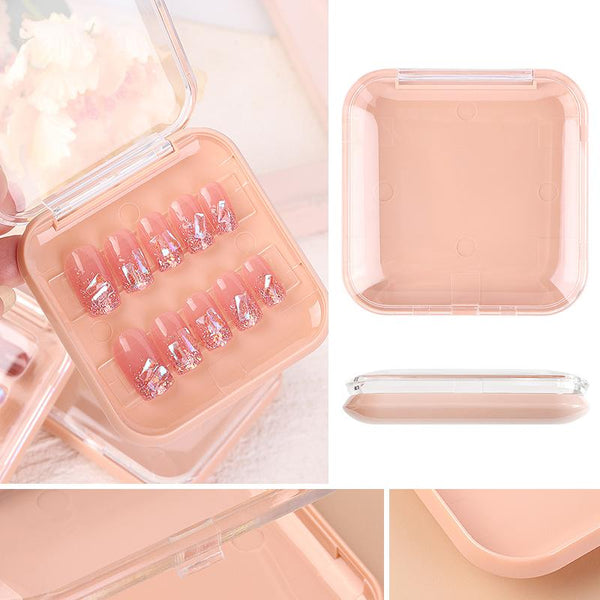 Pink Nail Art Storage Box Case Manicure Organizer Tool False Nail Tips Container 1340