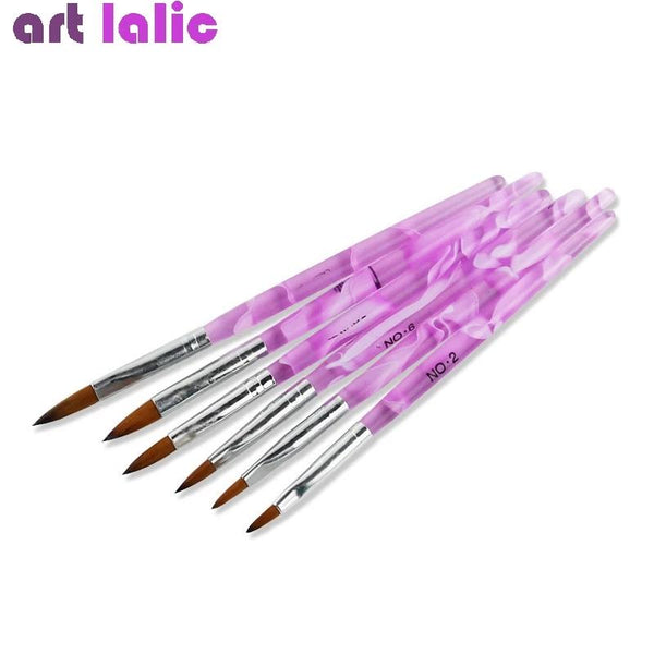 6Pcs Acrylic Brushes Set Nail Art Pens Design Painting Drawing 0440