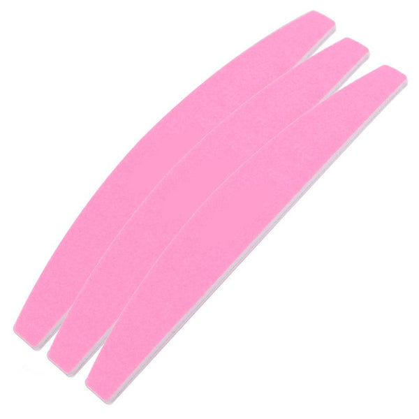 10Pcs Pink Nail Art Files Grit 180/240 Moon Shape 0703