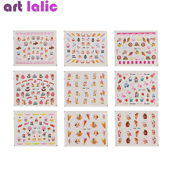 18 Sheets Water Transfer Nail Art Sticker Decals Candy Cake Nail Tattoo 2575