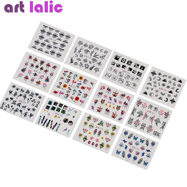 24pcs Baroque Nail Art Water Transfer Sticker Lace Necklace Pattern Decals 1816