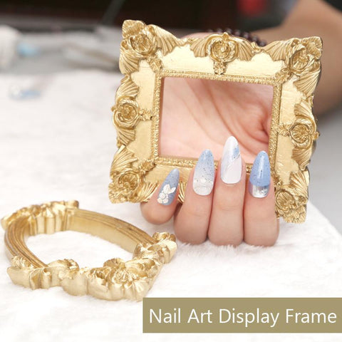 Retro Nail Tips Display Photo Prop Gold Hollow Frame 1217