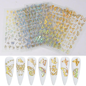 Nail Art Sticker Holographic Bronzing Fine Butterfly Stickers Hollow Decals 2084