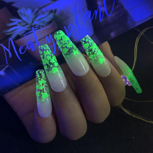Luminous Butterfly Sequins Fluorescent Glow in The Dark Heart Star Nail Art Flakes 2767