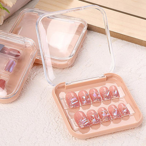 Pink Nail Art Storage Box Case Manicure Organizer Tool False Nail Tips Container 1340