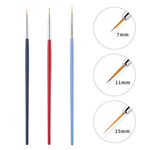 3Pcs Nail Art Liner Brushes Pen Set For Drawing Line Grid 0414