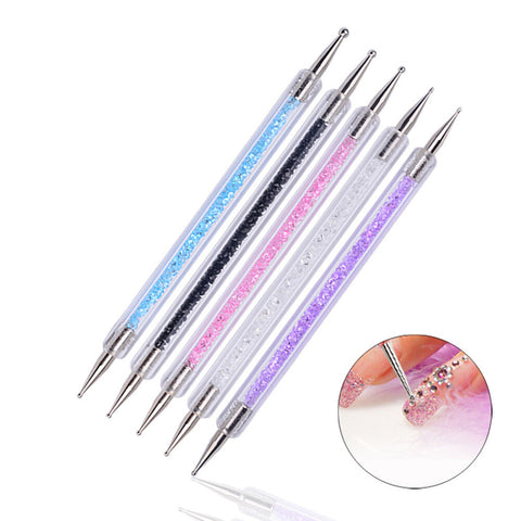 5PCS Crystal Painting Drawing Dotting Pen 2-Way Nail Art Brush Tool Manicure 0642 - Artlalic Nail Art Manicure Makeup Beauty Fashion