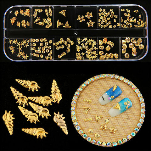 3D Nail Art Decoration Ocean Alloy Jewelry Glitter Rhinestones Gold Silver Box 1280 - Artlalic Nail Art Manicure Makeup Beauty Fashion