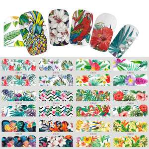 12 Nail Art Water Transfer Stickers Decals Leaves Tropical Jungle 1753 - Artlalic Nail Art Manicure Makeup Beauty Fashion