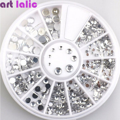 High Quality Clear Mix Sizes ROUND Rhinestones with Wheel Nail Art Tips 0420 - Artlalic Nail Art Manicure Makeup Beauty Fashion